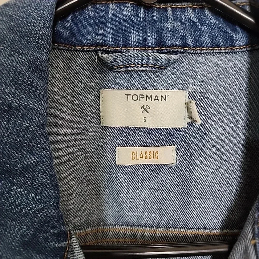 (Topshop)Topman Upcycled Denim Studded Jacket.  Size small - Picture 4 of 6